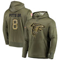Kieara A.Falcons #8 Kyle Pitts Player Salute to Service Club Fleece Olive Hoodie Stitched Jerseys