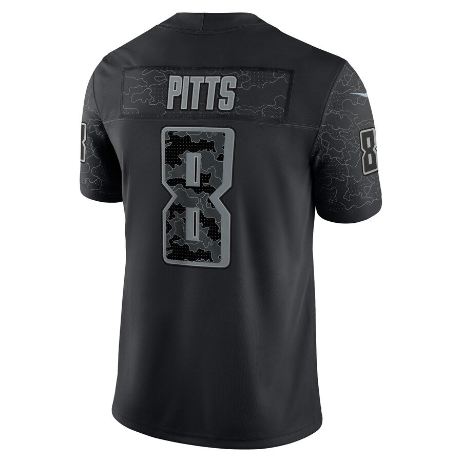 Kieara A.Falcons #8 Kyle Pitts Sr. Player Black RFLCTV Limited Stitched Jerseys