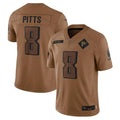 Kieara A.Falcons #8 Kyle Pitts Sr. Player Brown Salute To Service Limited Stitched Jerseys