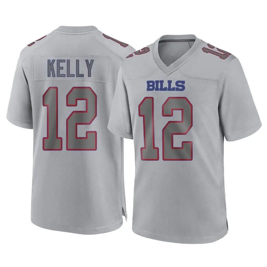 Kieara B.Bills #12 Jim Kelly Player Gray Fashion Home Game Stitched Jerseys