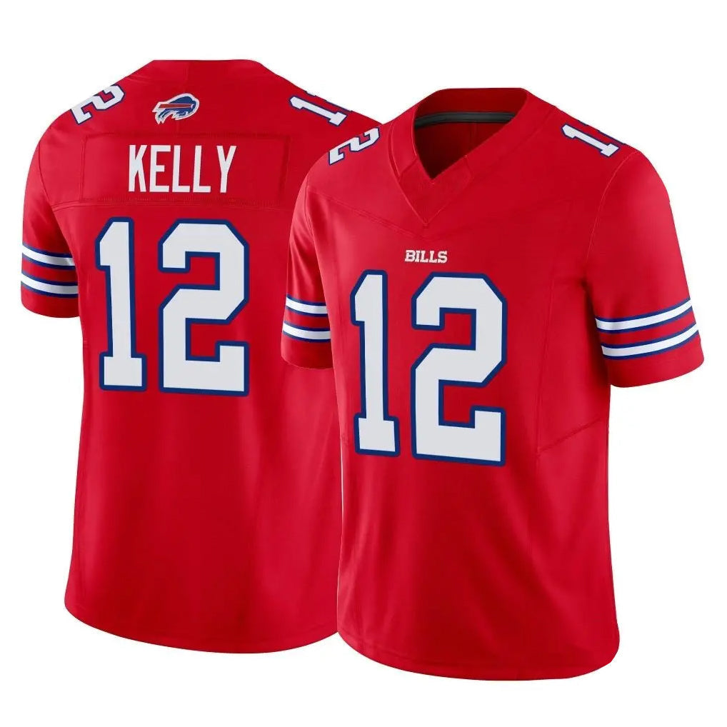 Kieara B.Bills #12 Jim Kelly Player Red Vapor F.U.S.E. Jersey Limited Home Game Stitched Jerseys