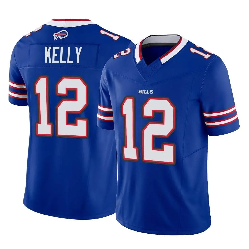 Kieara B.Bills #12 Jim Kelly Player Royal Vapor F.U.S.E. Limited Home Game Stitched Jerseys