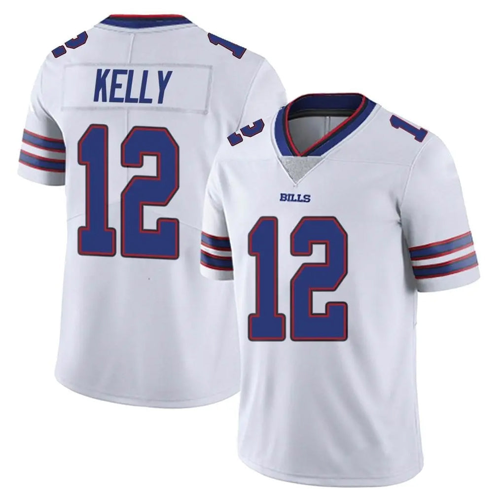Kieara B.Bills #12 Jim Kelly Player White Vapor Untouchable Limited Stitched Jerseys