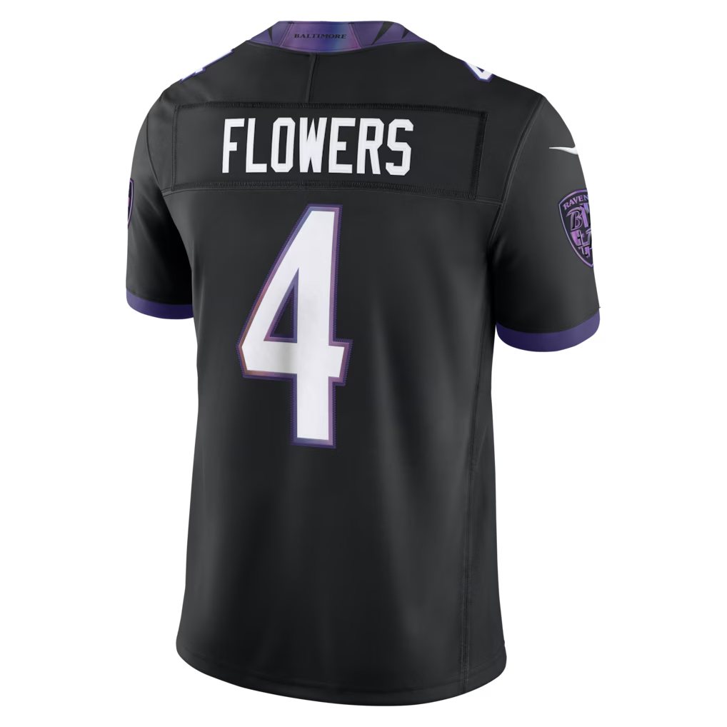 Kieara B.Ravens #4 Zay Flowers Black Alternate Alternate Vapor F.U.S.E. Stitched Limited Jerseys