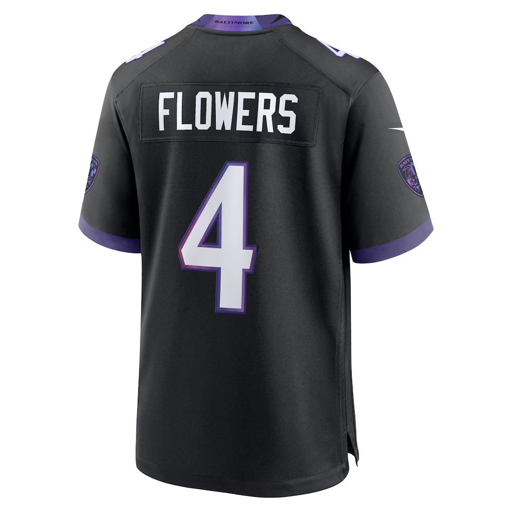 Kieara B.Ravens #4 Zay Flowers Black Alternate Stitched Jerseys