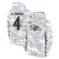 Kieara B.Ravens #4 Zay Flowers Player Arctic Camo Salute to Service Pullover Hoodie Stitched Jerseys
