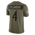 Kieara B.Ravens #4 Zay Flowers Player Olive Salute To Service Limited Home Game Stitched Jerseys