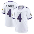 Kieara B.Ravens #4 Zay Flowers Player White Home Game Stitched Jerseys