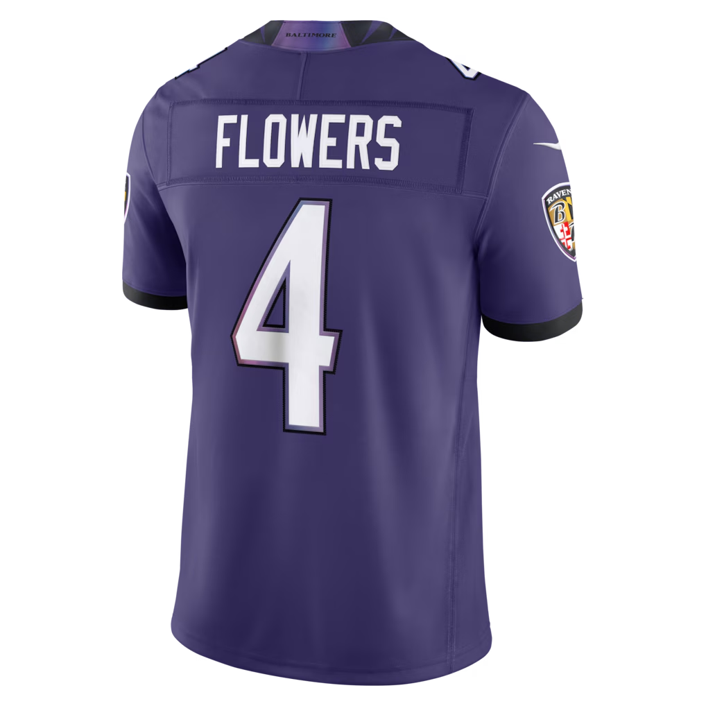 Kieara B.Ravens #4 Zay Flowers Purple Team Vapor F.U.S.E. Stitched Limited Jerseys