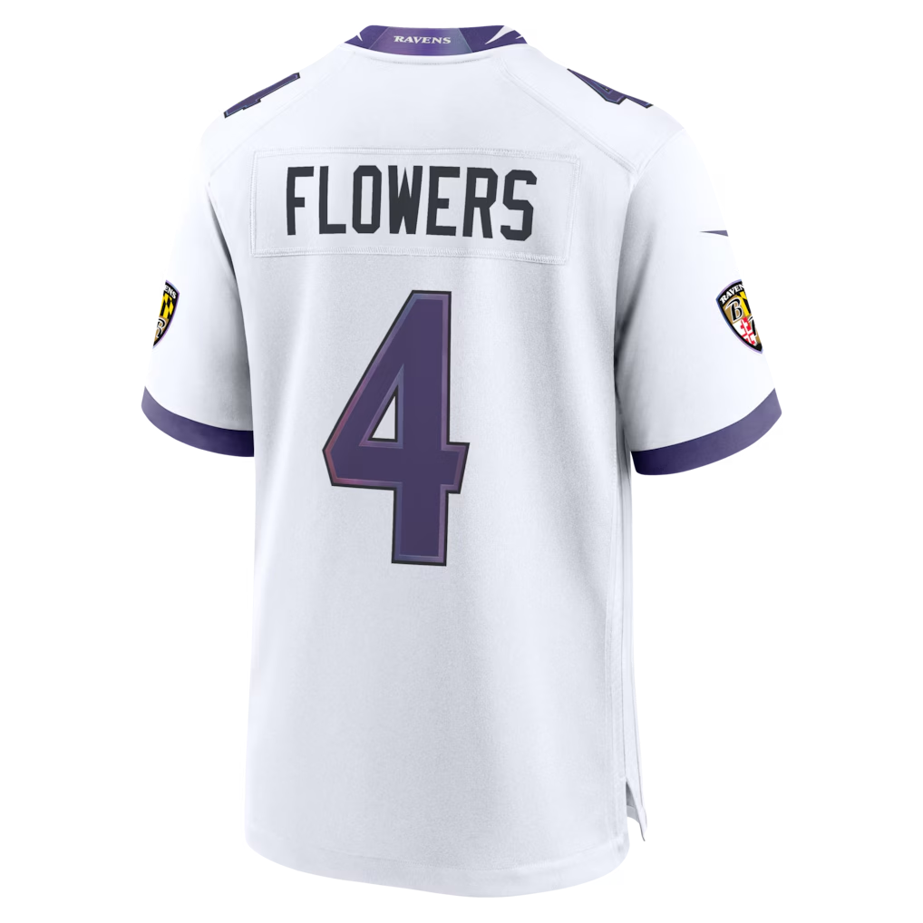 Kieara B.Ravens #4 Zay Flowers White Game Stitched Jerseys
