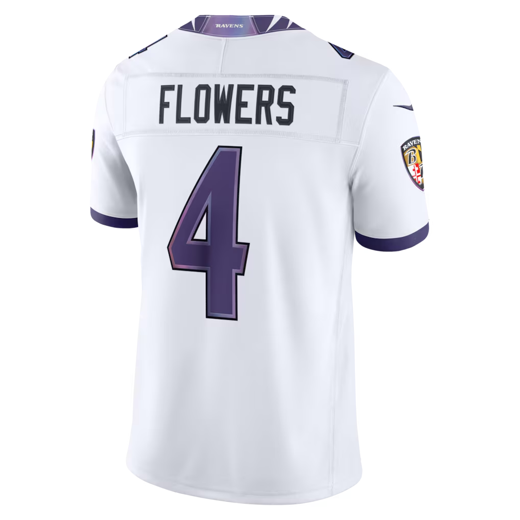 Kieara B.Ravens #4 Zay Flowers White Vapor F.U.S.E. Stitched Limited Jerseys