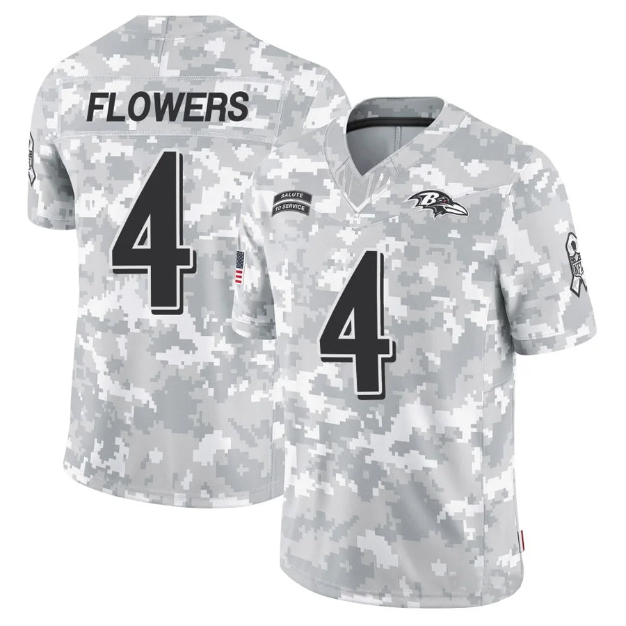 Kieara B.Ravens #4 Zay Flowers Player Arctic Camo Salute to Service Limited Stitched Jerseys