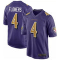 Kieara B.Ravens #4 Zay Flowers Player Color Rush Game Purple Stitched Jerseys