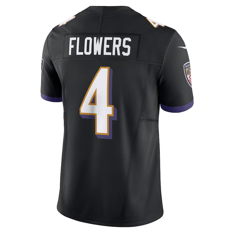 Kieara B.Ravens #4 Zay Flowers Player Vapor F.U.S.E. Limited Black Stitched Jerseys