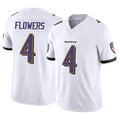 Kieara B.Ravens #4 Zay Flowers Player Vapor F.U.S.E. Limited White Stitched Jerseys