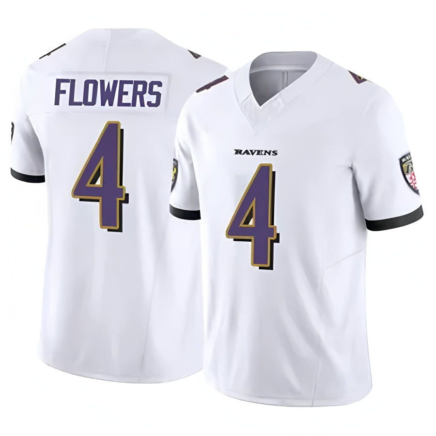 Kieara B.Ravens #4 Zay Flowers Player Vapor F.U.S.E. Limited White Stitched Jerseys