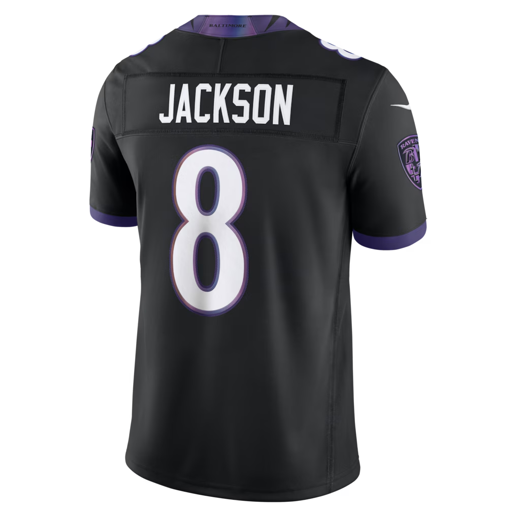 Kieara B.Ravens #8 Lamar Jackson Black Alternate Alternate Vapor F.U.S.E. Stitched Limited Jerseys