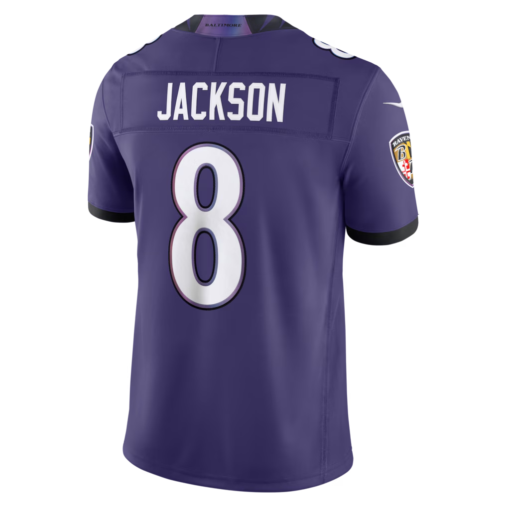 Kieara B.Ravens #8 Lamar Jackson Purple Team Vapor F.U.S.E. Stitched Limited Jerseys