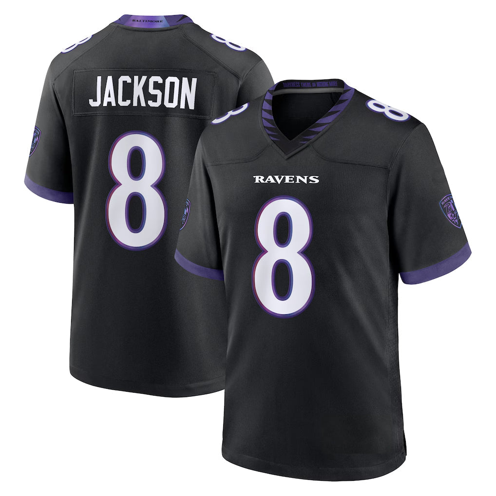 Kieara B.Ravens #8 Lamar Jackson Player Black Home Game Stitched Jerseys