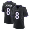 Kieara B.Ravens #8 Lamar Jackson Player Black Home Game Stitched Jerseys