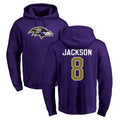 Kieara B.Ravens #8 Lamar Jackson Player Purple Salute to Service Pullover Hoodie Stitched Jerseys
