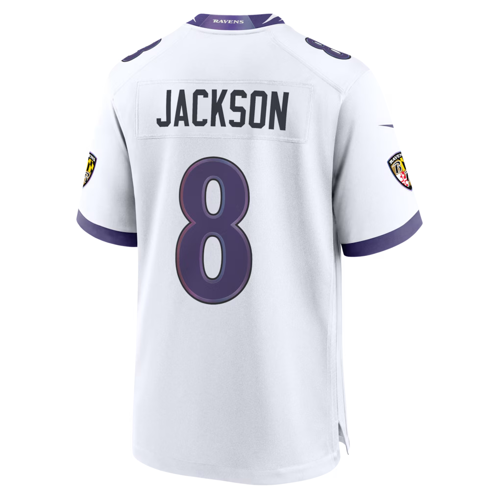 Kieara B.Ravens #8 Lamar Jackson White Game Stitched Jerseys