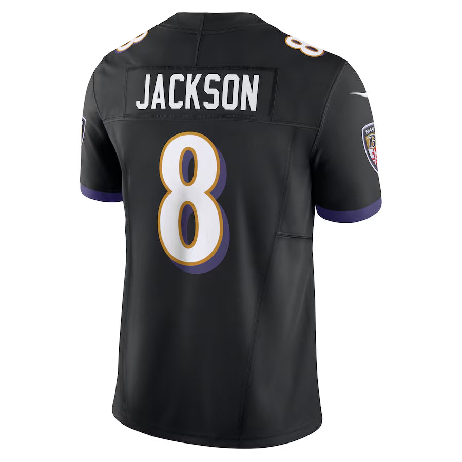 Kieara B.Ravens #8 Lamar Jackson Player Black Vapor F.U.S.E. Limited  Stitched Jerseys