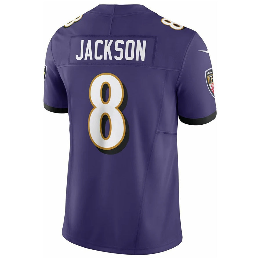 Kieara B.Ravens #8 Lamar Jackson Player Vapor F.U.S.E. Limited Purple Stitched Jerseys
