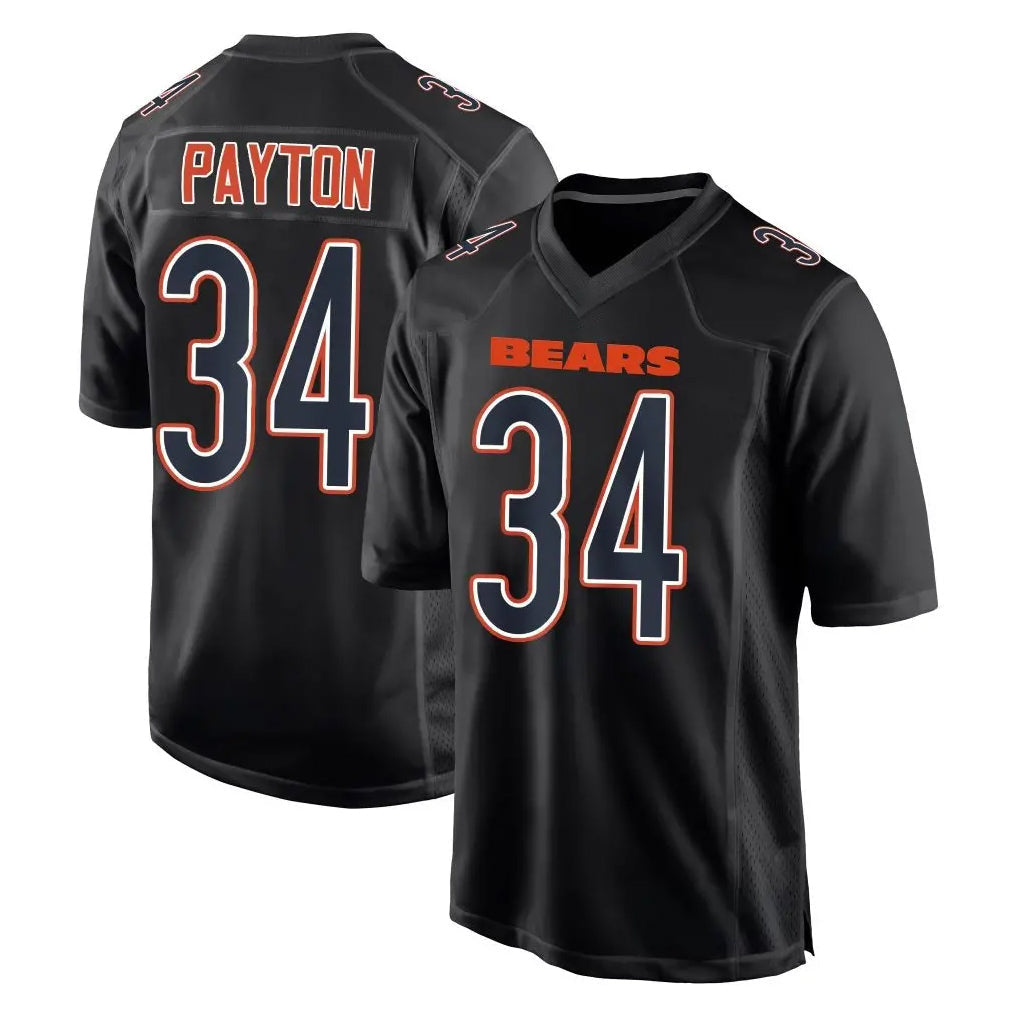 Kieara C.Bears #34 Walter Payton Player Carbon Black Fashion Game Stitched Jerseys