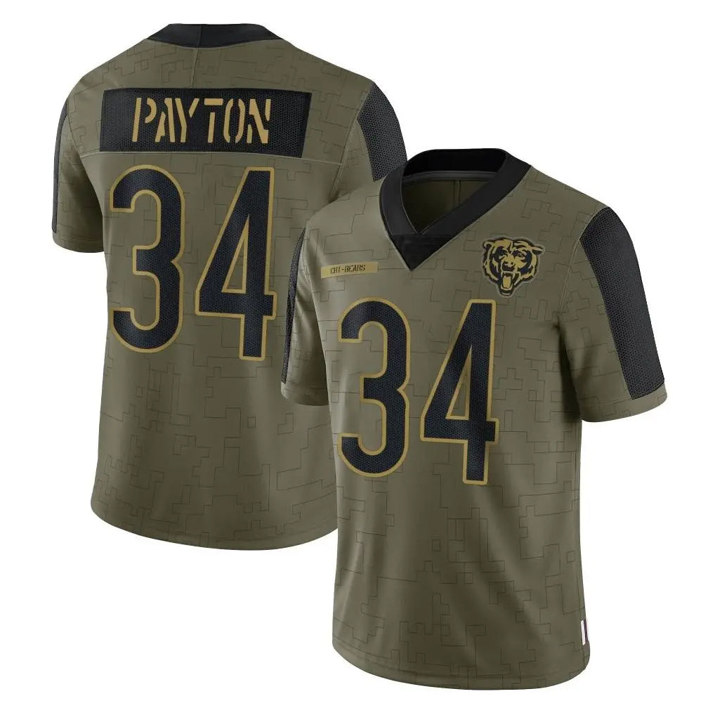 Kieara C.Bears #34 Walter Payton Player Olive Salute to Service Limited Stitched Jerseys
