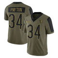 Kieara C.Bears #34 Walter Payton Player Olive Salute to Service Limited Stitched Jerseys