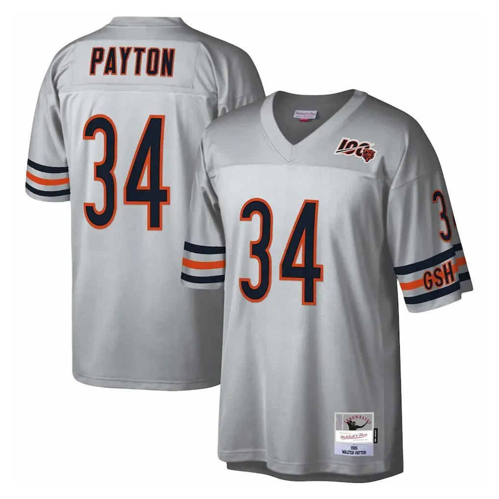 Kieara C.Bears #34 Walter Payton Player Silver Mitchell & Ness Legacy Replica Stitched Jerseys