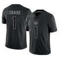 Kieara C.Bengals #1 Ja'Marr Chase Player Black Reflective Limited Game Stitched Jerseys