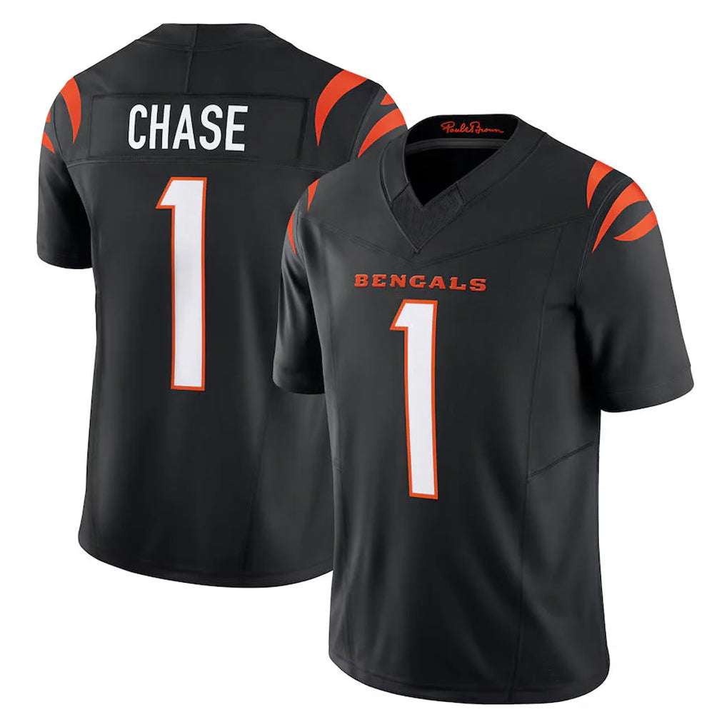 Kieara C.Bengals #1 Ja'Marr Chase Player Black Vapor F.U.S.E. Limited Home Game Stitched Jerseys