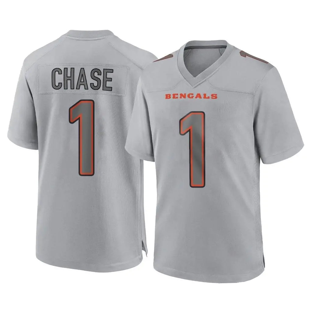 Kieara C.Bengals #1 Ja'Marr Chase Player Gray Atmosphere Fashion Game Stitched Jerseys