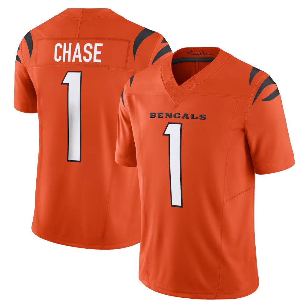 Kieara C.Bengals #1 Ja'Marr Chase Player Orange Vapor F.U.S.E. Limited Home Game Stitched Jerseys