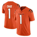 Kieara C.Bengals #1 Ja'Marr Chase Player Orange Vapor Untouchable Limited Home Game Stitched Jerseys
