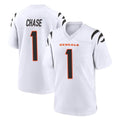 Kieara C.Bengals #1 Ja'Marr Chase Player White Home Game Stitched Jerseys