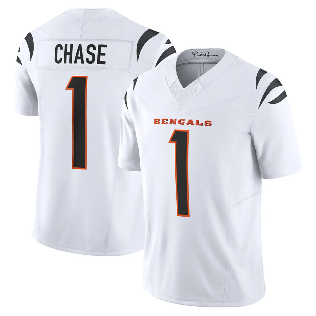 Kieara C.Bengals #1 Ja'Marr Chase Player White Vapor F.U.S.E. Limited Home Game Stitched Jerseys