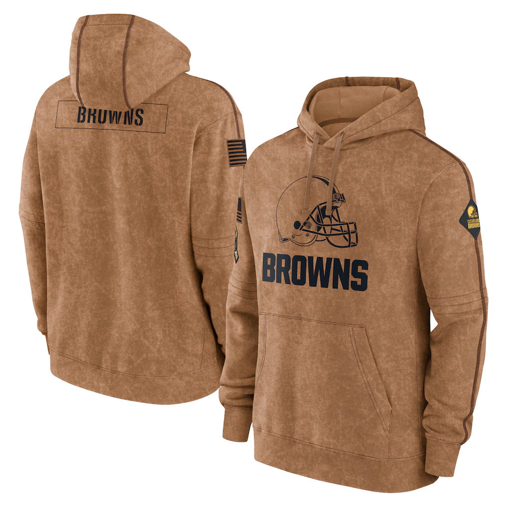 Kieara C.Browns Brown Salute to Service Pullover Hoodie Limited Blank Player Stitched Jerseys