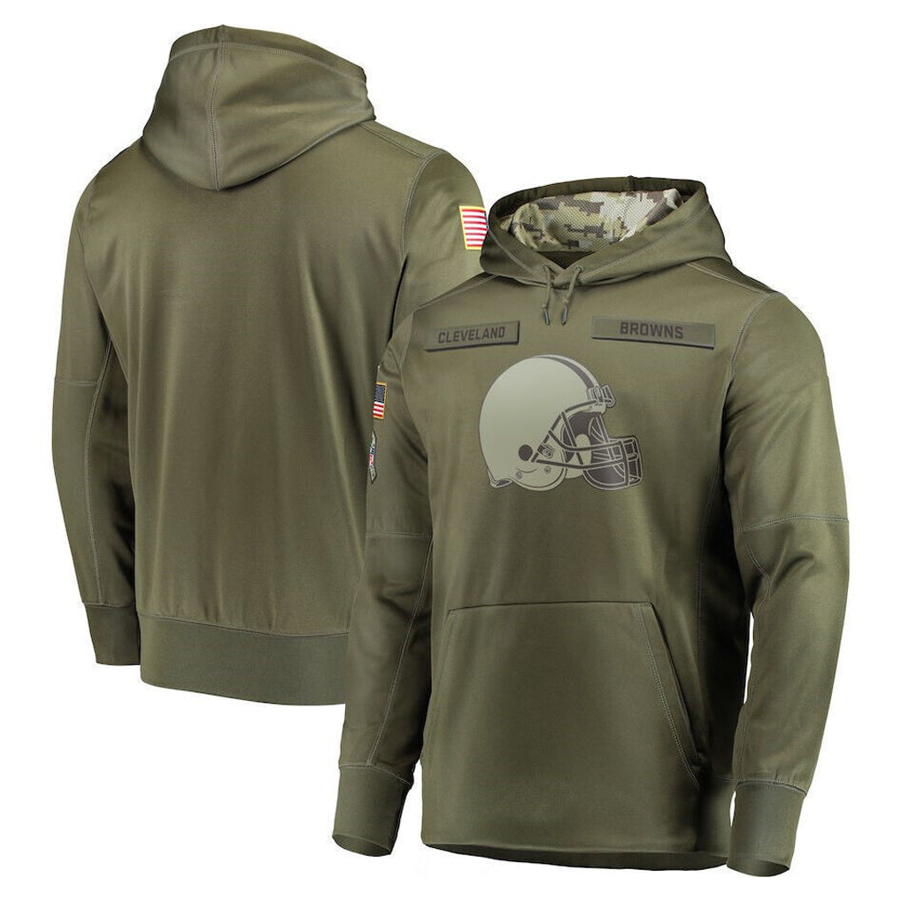 Kieara C.Browns Olive Salute to Service Pullover Hoodies Home Game Blank Player Stitched Jerseys