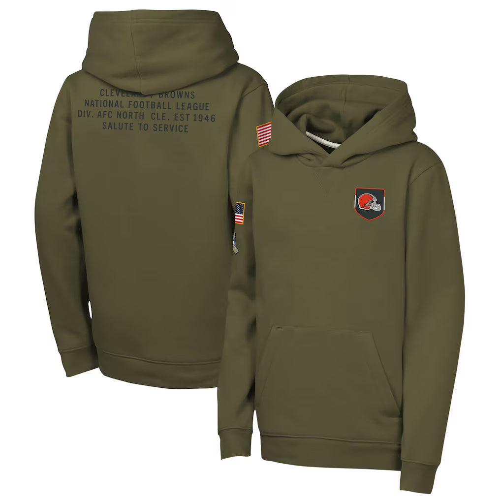 Kieara C.Browns Olive Salute to Service Pullover Hoodies Limited Blank Player Stitched Jerseys