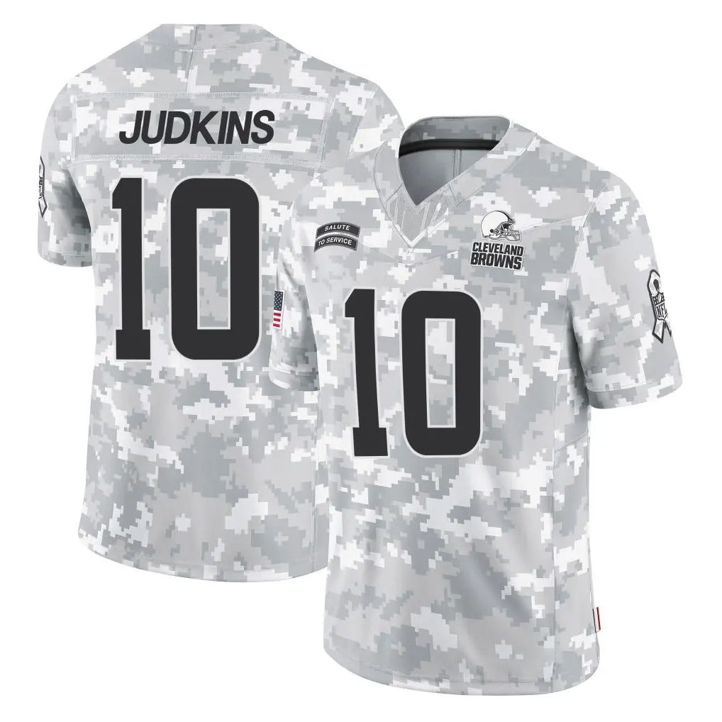 Kieara C.Browns #10 Quinshon Judkins Player Arctic Camo Salute to Service Limited Home Game Stitched Jerseys