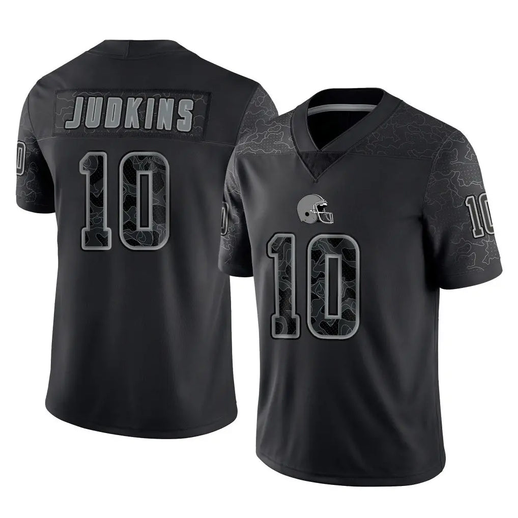 Kieara C.Browns #10 Quinshon Judkins Player Black Reflective Home Game Stitched Jerseys