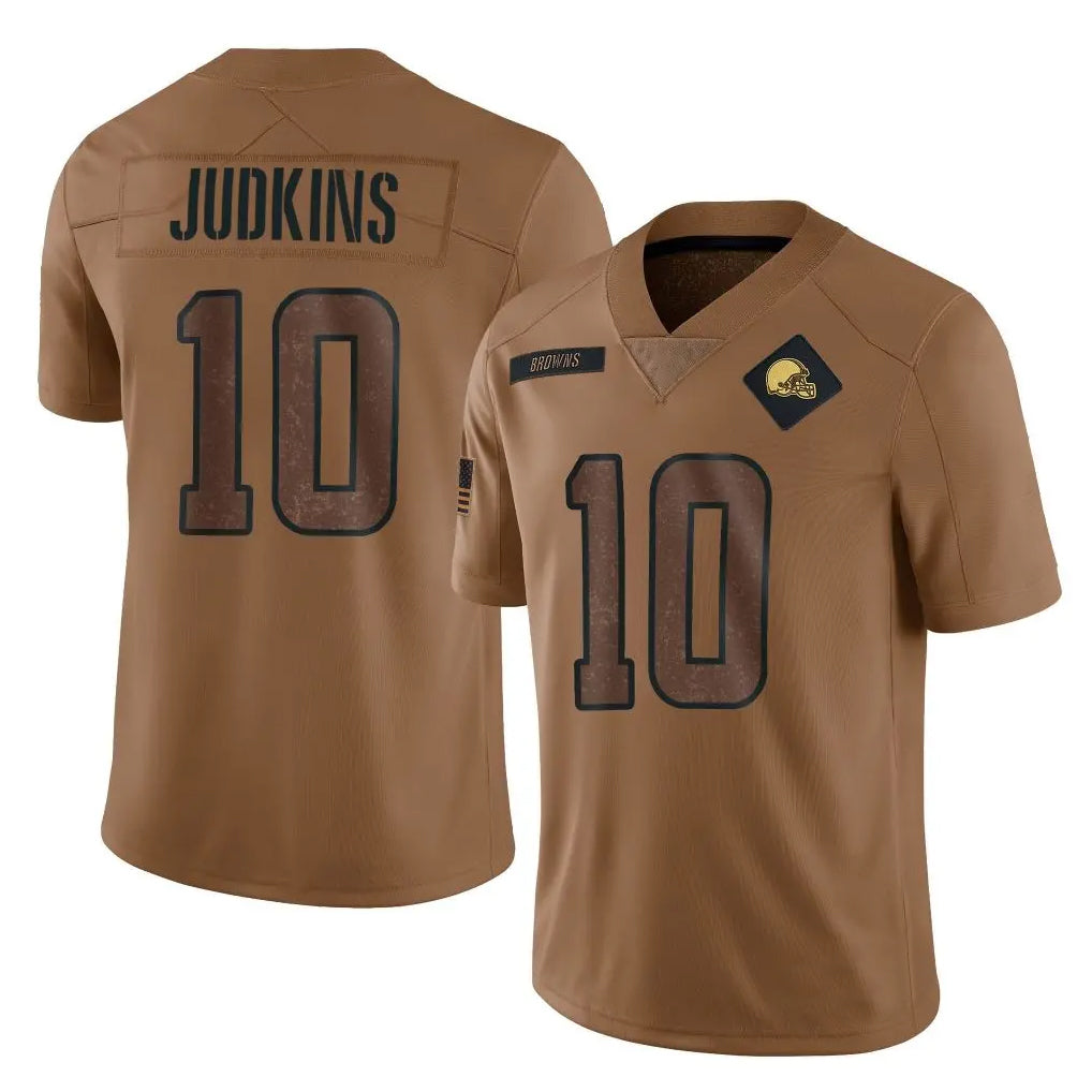 Kieara C.Browns #10 Quinshon Judkins Player Brown Salute to Service Limited Home Game Stitched Jerseys