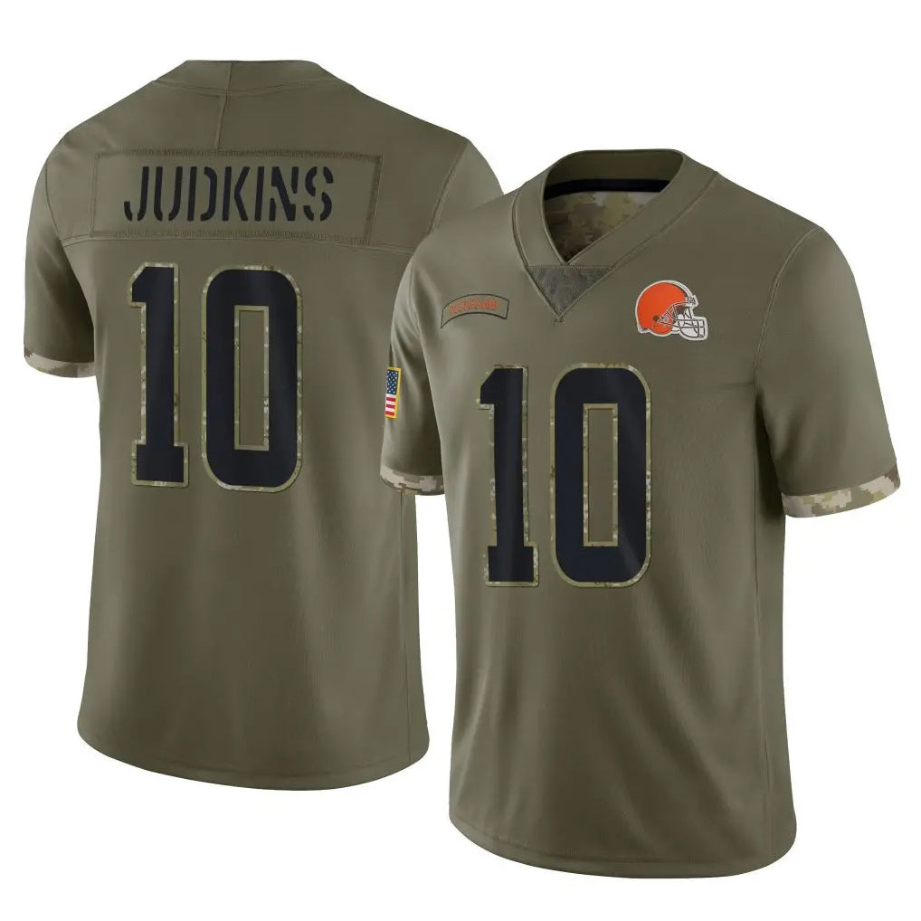 Kieara C.Browns #10 Quinshon Judkins Player Olive Salute to Service Limited Game Stitched Jerseys