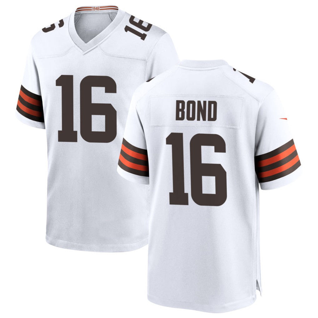 Kieara C.Browns #16 Isaiah Bond Player White Home Game Stitched Jerseys