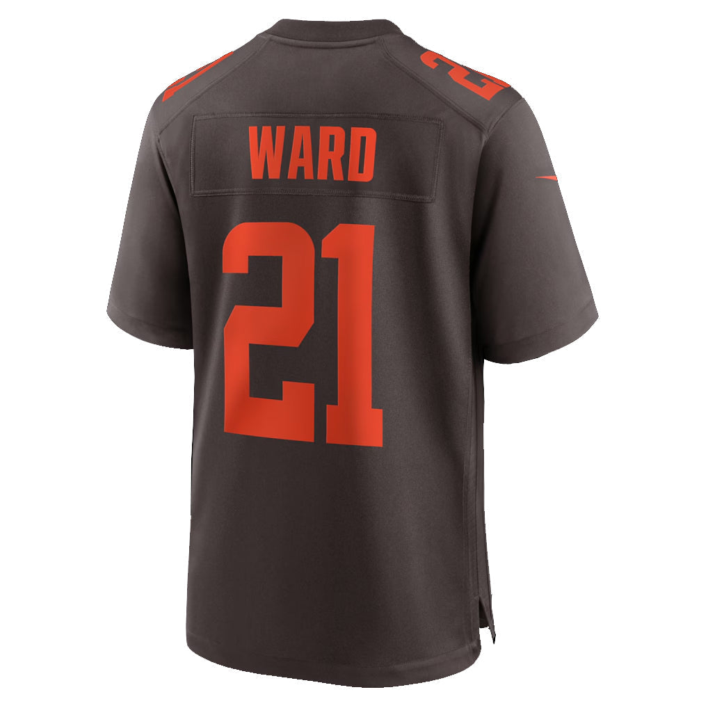 Kieara C.Browns #21 Denzel Ward Player Brown Game Football Jerseys