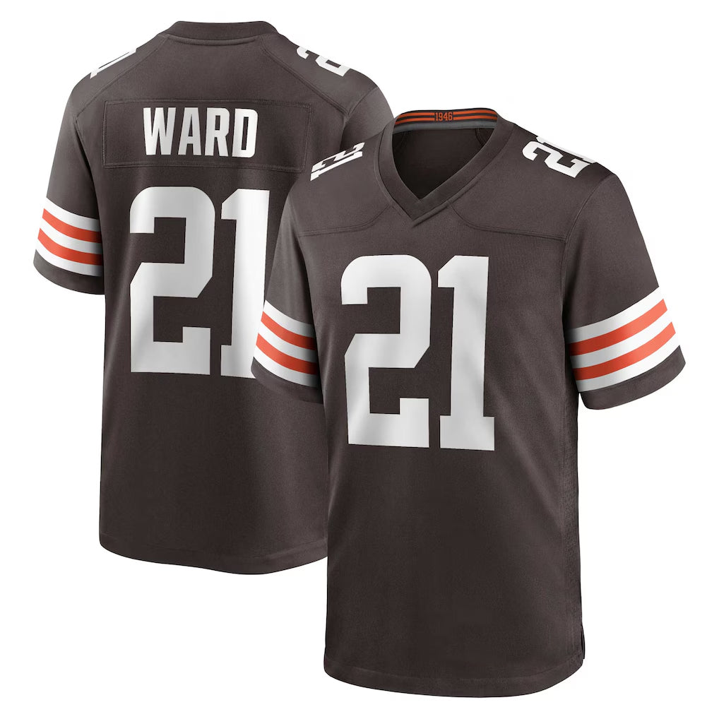 Kieara C.Browns #21 Denzel Ward Player Brown Home Game Football Jerseys