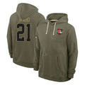 Kieara C.Browns #21 Denzel Ward Player Olive Salute to Service Pullover Hoodies Limited Stitched Jerseys
